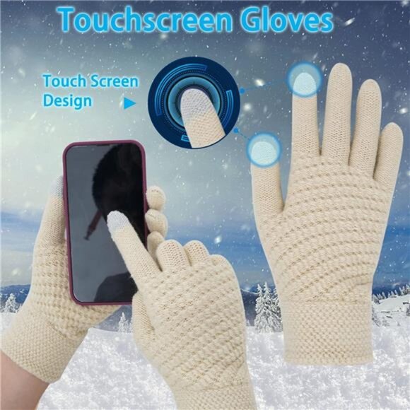 3pcs Women's Winter Beanie Hat Scarf and Touch Screen Gloves Set - Picture 4 of 5